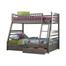 Ashton Twin Over Full 2-drawer Bunk Bed Cappuccino, White, Navy, Honey, & Brown - Visions in Furniture (La Mirada, CA)