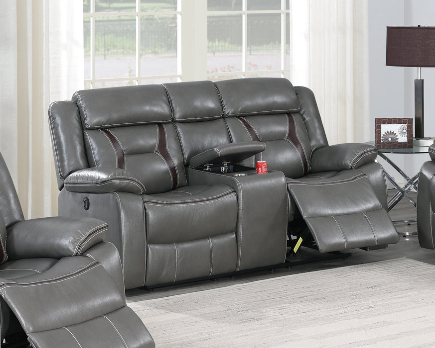 Uefurn Power Loveseat W/ Console in Grey