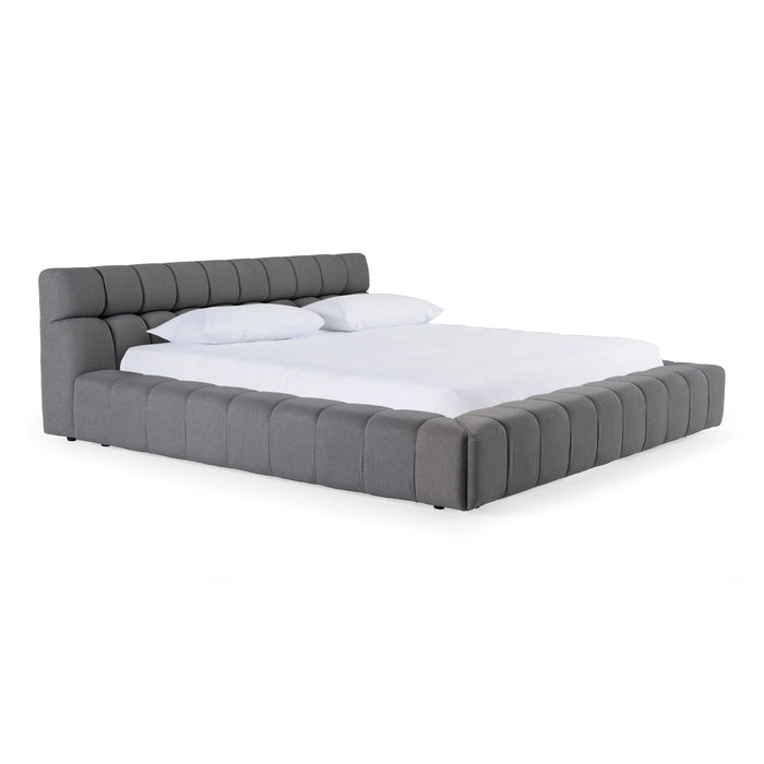 Tyree - Modern Tufted Grey Fabric Bed