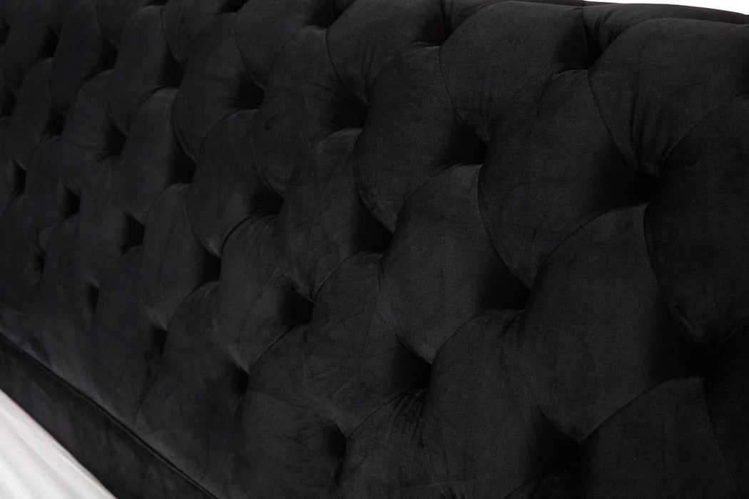 Legend Modern Black Velvet & Gold Bed