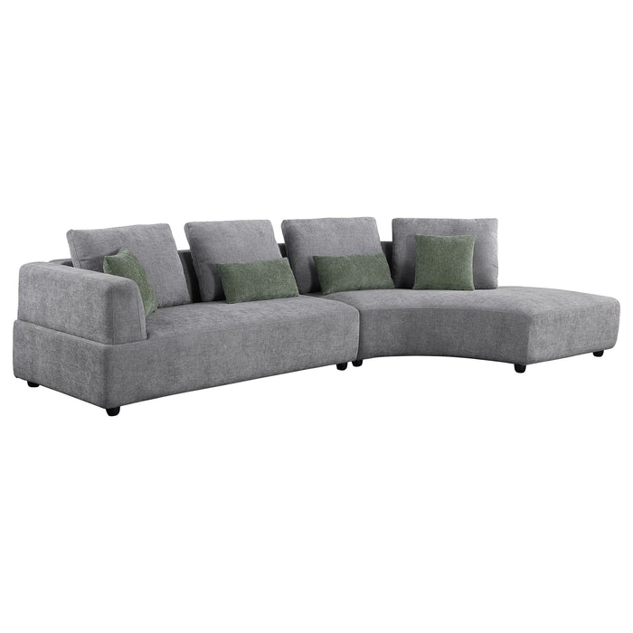Toscano 134-inch Upholstered Sectional Sofa Grey - Visions in Furniture (La Mirada, CA)