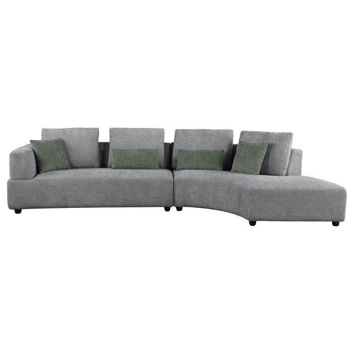 Toscano 134-inch Upholstered Sectional Sofa Grey - Visions in Furniture (La Mirada, CA)