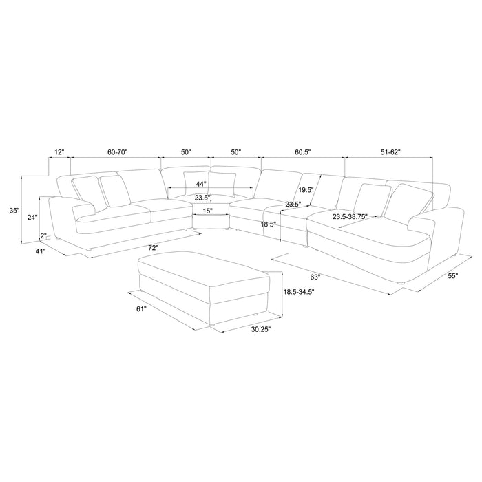 Emberson Upholstered Modular Sectional Sofa Ivory - Visions in Furniture (La Mirada, CA)