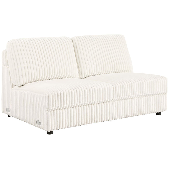 Emberson Upholstered Armless Loveseat Ivory - Visions in Furniture (La Mirada, CA)