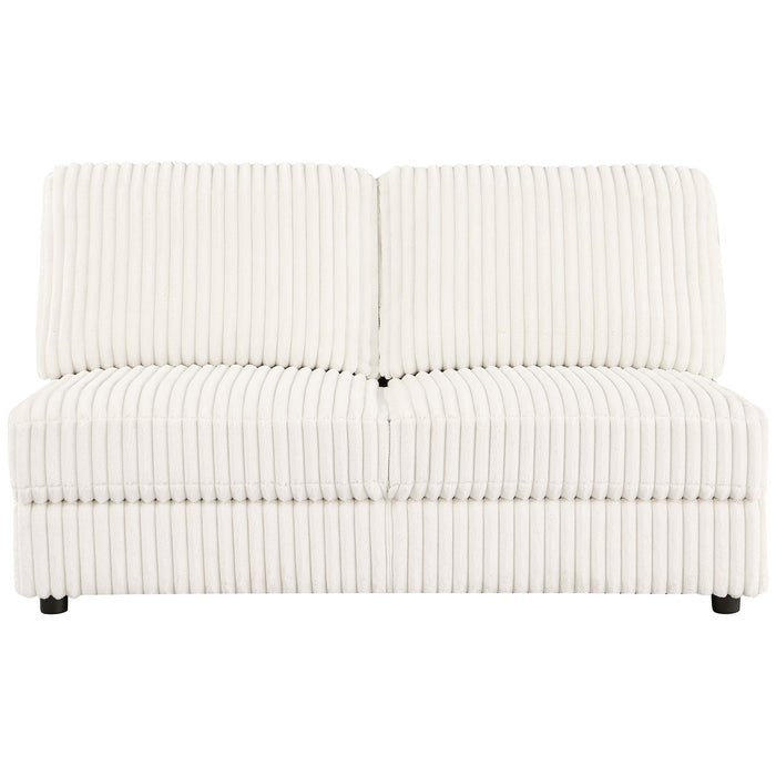 Emberson Upholstered Armless Loveseat Ivory - Visions in Furniture (La Mirada, CA)