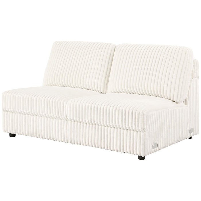 Emberson Upholstered Armless Loveseat Ivory - Visions in Furniture (La Mirada, CA)