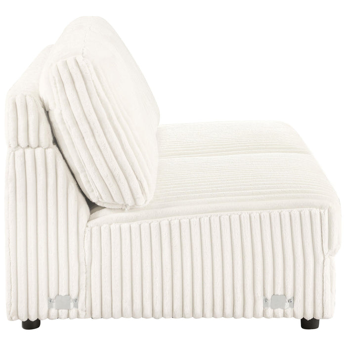 Emberson Upholstered Armless Loveseat Ivory - Visions in Furniture (La Mirada, CA)