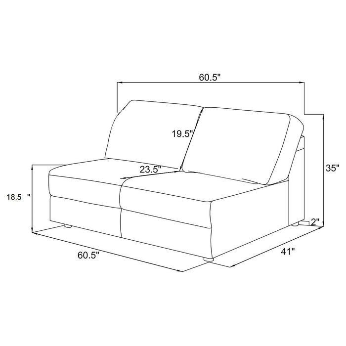 Emberson Upholstered Armless Loveseat Ivory - Visions in Furniture (La Mirada, CA)