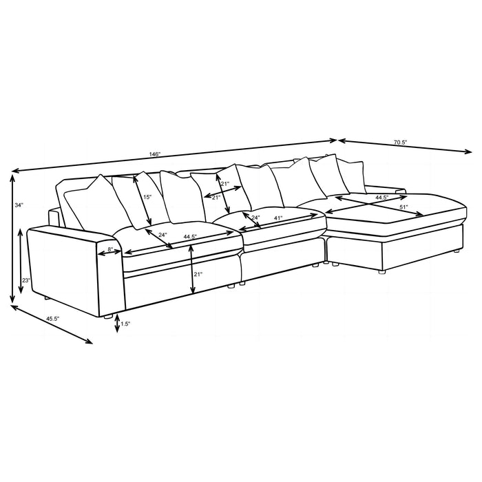 Blaine Upholstered Reversible Chaise Sectional Sofa - Visions in Furniture (La Mirada, CA)