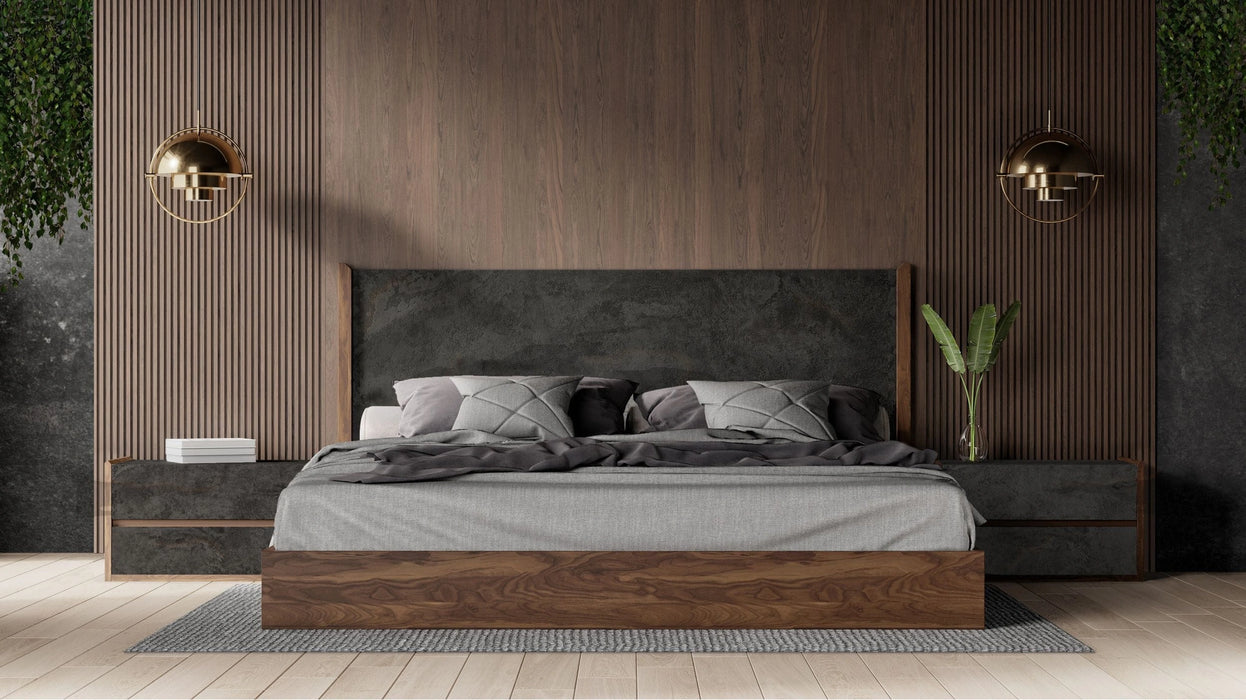 Rado - Modern Walnut & Volcanic Slate Bed