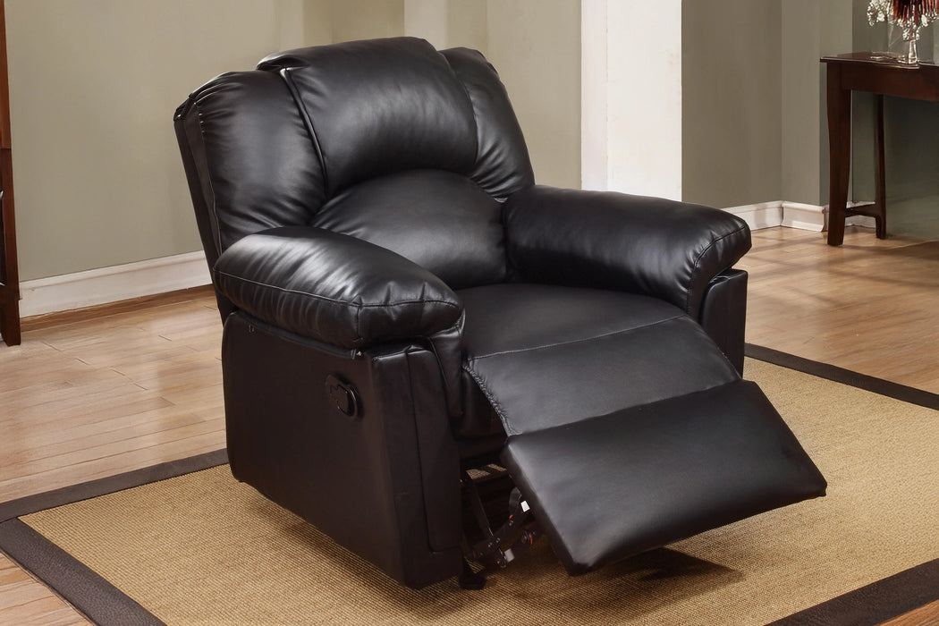 Bstfur Rocker/Recliner- Bonded Leather/Black in Black