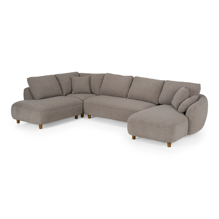 Joslin - Modern Grey Fabric U-Shaped Sectional Sofa