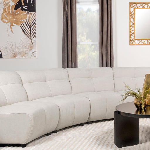 Charlotte Upholstered Curved Armless Chair Ivory - Visions in Furniture (La Mirada, CA)