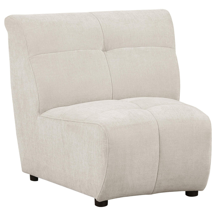 Charlotte Upholstered Curved Armless Chair Ivory - Visions in Furniture (La Mirada, CA)