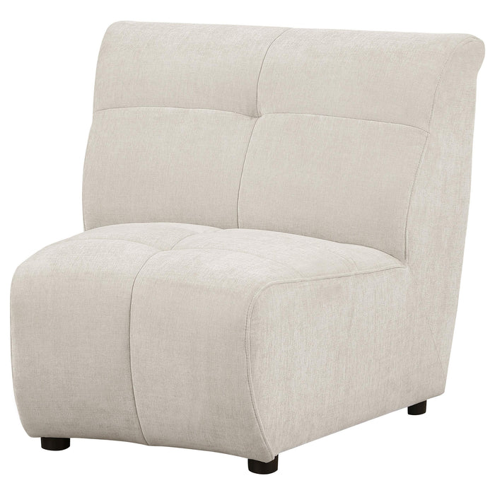 Charlotte Upholstered Curved Armless Chair Ivory - Visions in Furniture (La Mirada, CA)