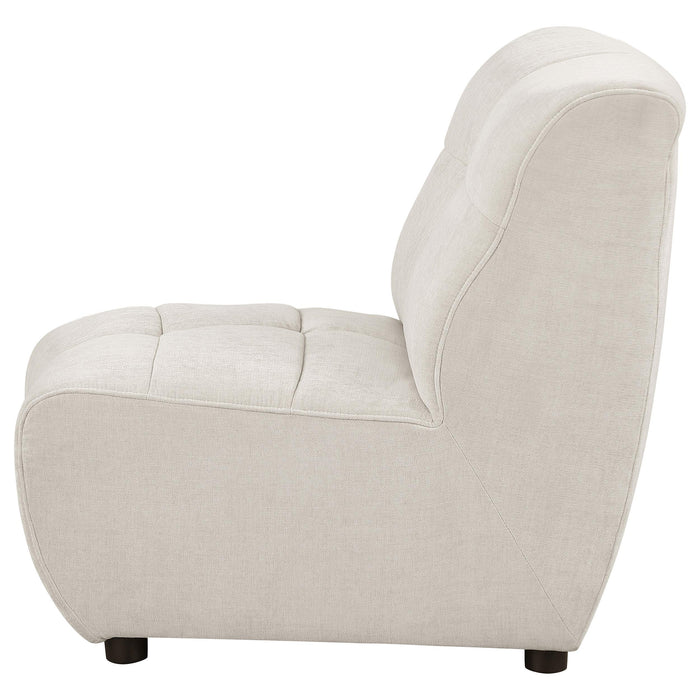 Charlotte Upholstered Curved Armless Chair Ivory - Visions in Furniture (La Mirada, CA)
