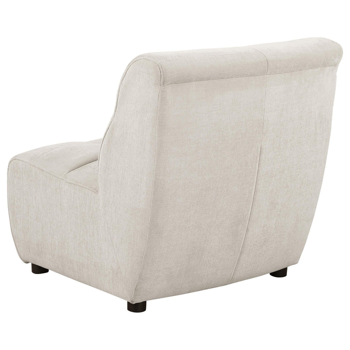 Charlotte Upholstered Curved Armless Chair Ivory - Visions in Furniture (La Mirada, CA)