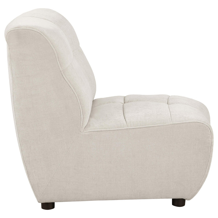 Charlotte Upholstered Curved Armless Chair Ivory - Visions in Furniture (La Mirada, CA)