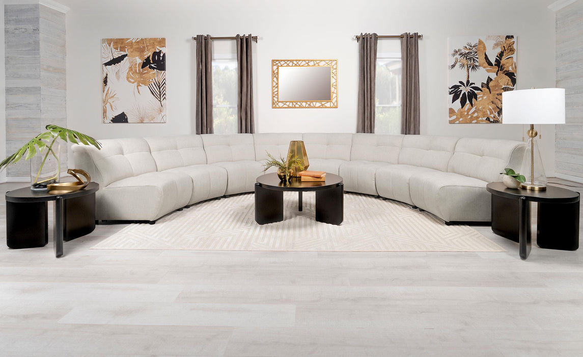 Charlotte Upholstered Curved Armless Chair Ivory - Visions in Furniture (La Mirada, CA)