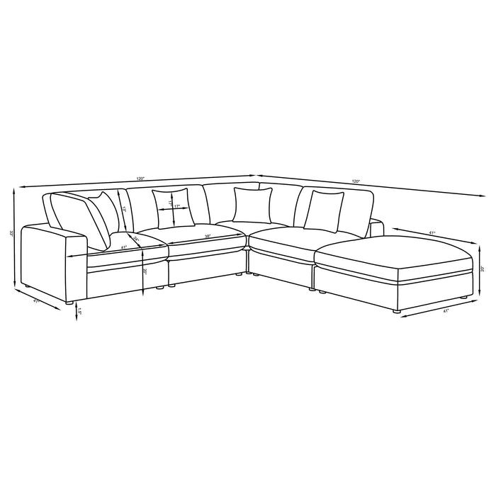 Serene 5-piece Upholstered Modular Sectional Sofa Beige - Visions in Furniture (La Mirada, CA)