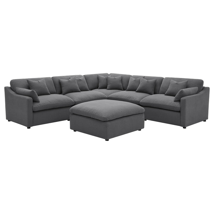 Hobson 6-piece Upholstered Modular Sectional Sofa Charcoal - Visions in Furniture (La Mirada, CA)