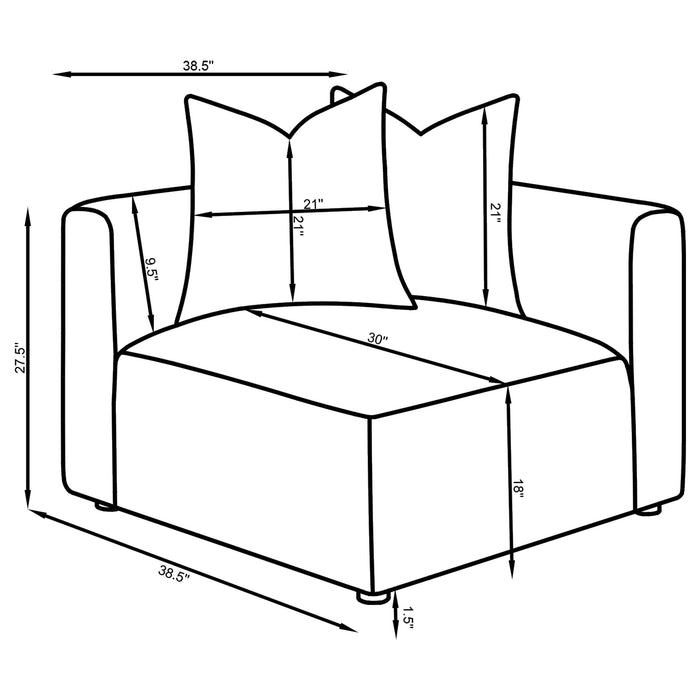 Jennifer Upholstered Corner Chair - Visions in Furniture (La Mirada, CA)