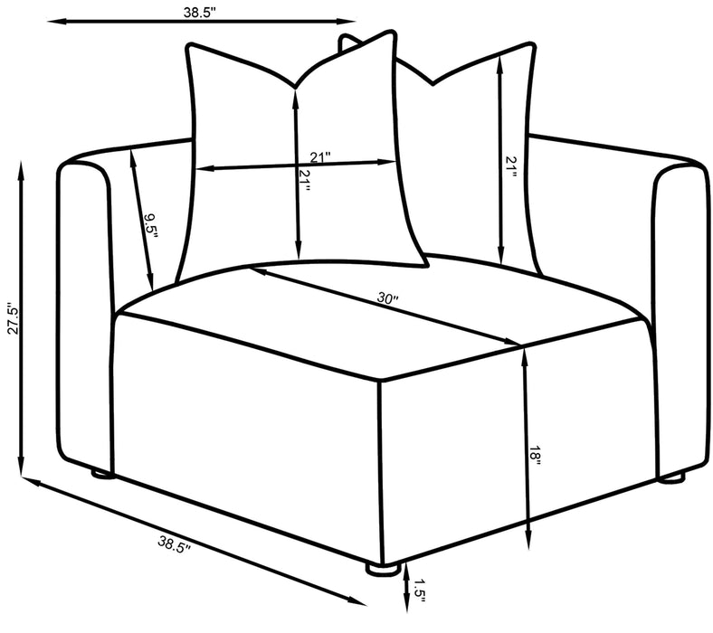 Jennifer Upholstered Corner Chair - Visions in Furniture (La Mirada, CA)