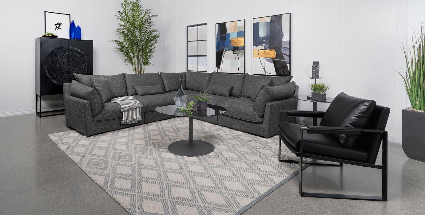 Sasha Upholstered Corner Chair Barely Black - Visions in Furniture (La Mirada, CA)