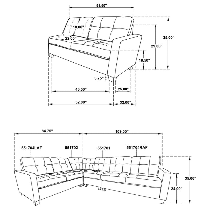 Georgina Sectional Loveseat - Visions in Furniture (La Mirada, CA)