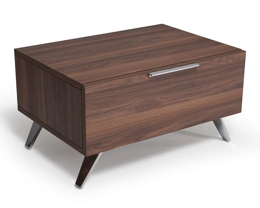 Tyree + Brooklyn - Modern Off-White Fabric + Walnut 4-Piece Bedroom Set