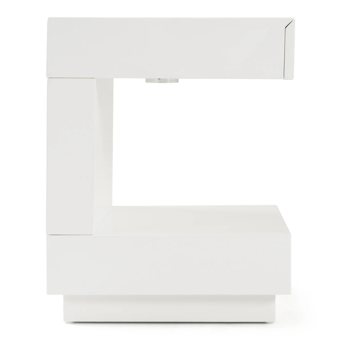 Esso Modern White Glossy Tall Nightstand