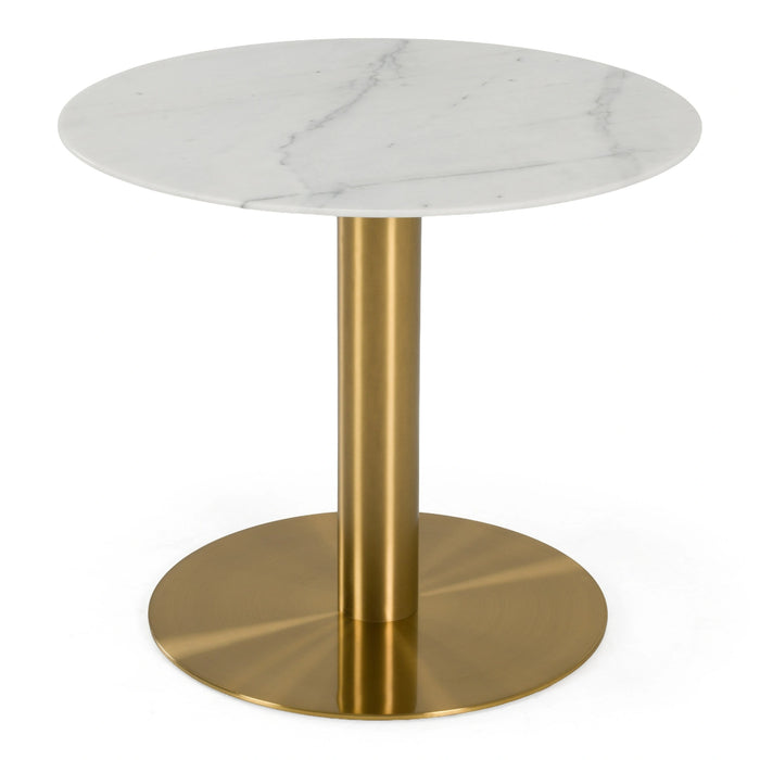 Fairway - Glam White Marble and Brushed Gold Tall End Table