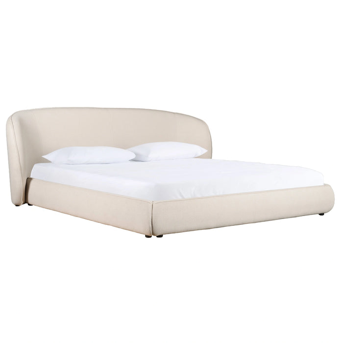 Lambert + Berlin - Modern Beige Fabric + Walnut 4-Piece Bedroom Set