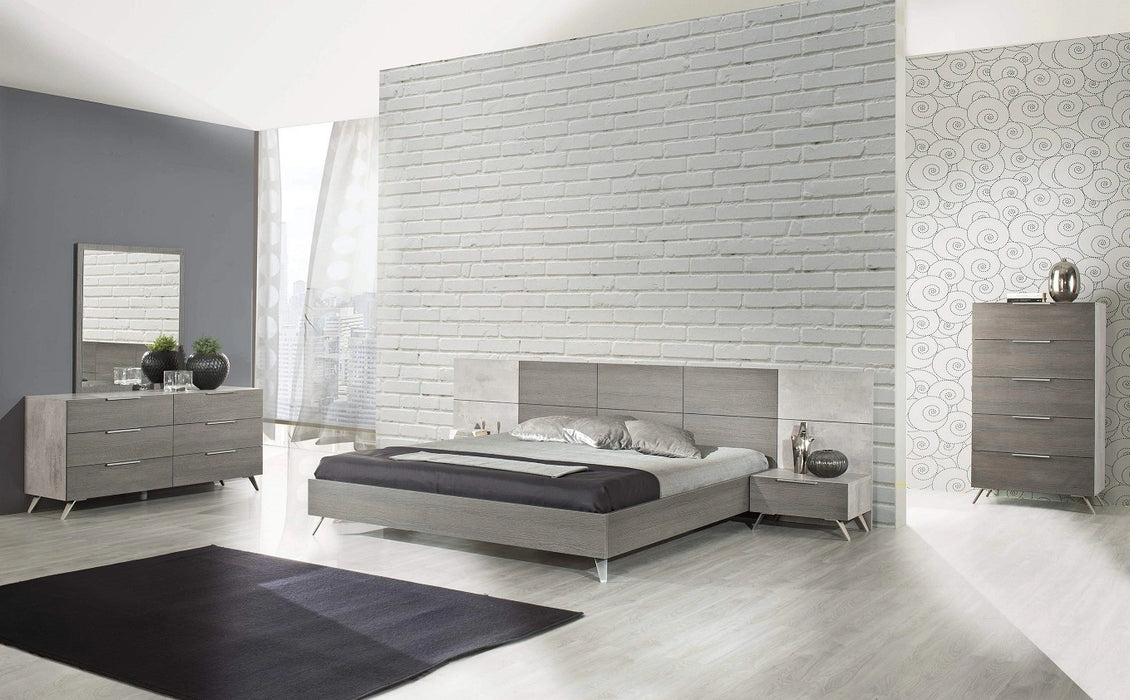 Bronx Italian Modern Faux Concrete & Grey Bed