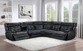 Hewitt Leather Upholstered Power Reclining Sectional Black - Visions in Furniture (La Mirada, CA)