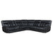 Hewitt Leather Upholstered Power Reclining Sectional Black - Visions in Furniture (La Mirada, CA)