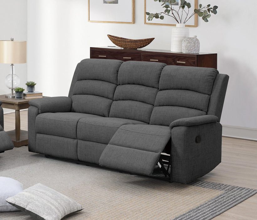 Yonrui Recliner Sofa in Dark Grey Burlap Fabric