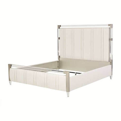 AICO Furniture Penthouse Queen Upholstered Platform Bed in Ash Gray - Visions in Furniture (La Mirada, CA)