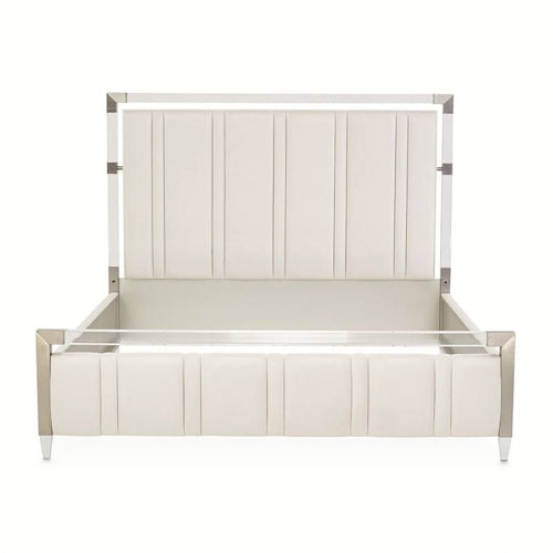 AICO Furniture Penthouse Queen Upholstered Platform Bed in Ash Gray - Visions in Furniture (La Mirada, CA)