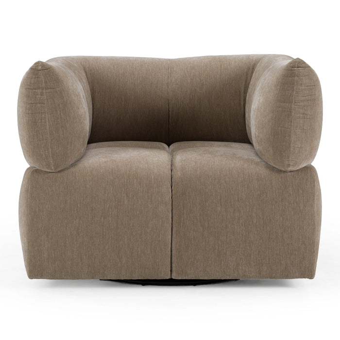 Marisol - Modern Taupe Fabric Swivel Accent Chair