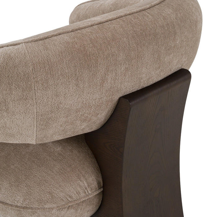Kirby - Modern Tan Fabric + Brown Oak Accent Chair