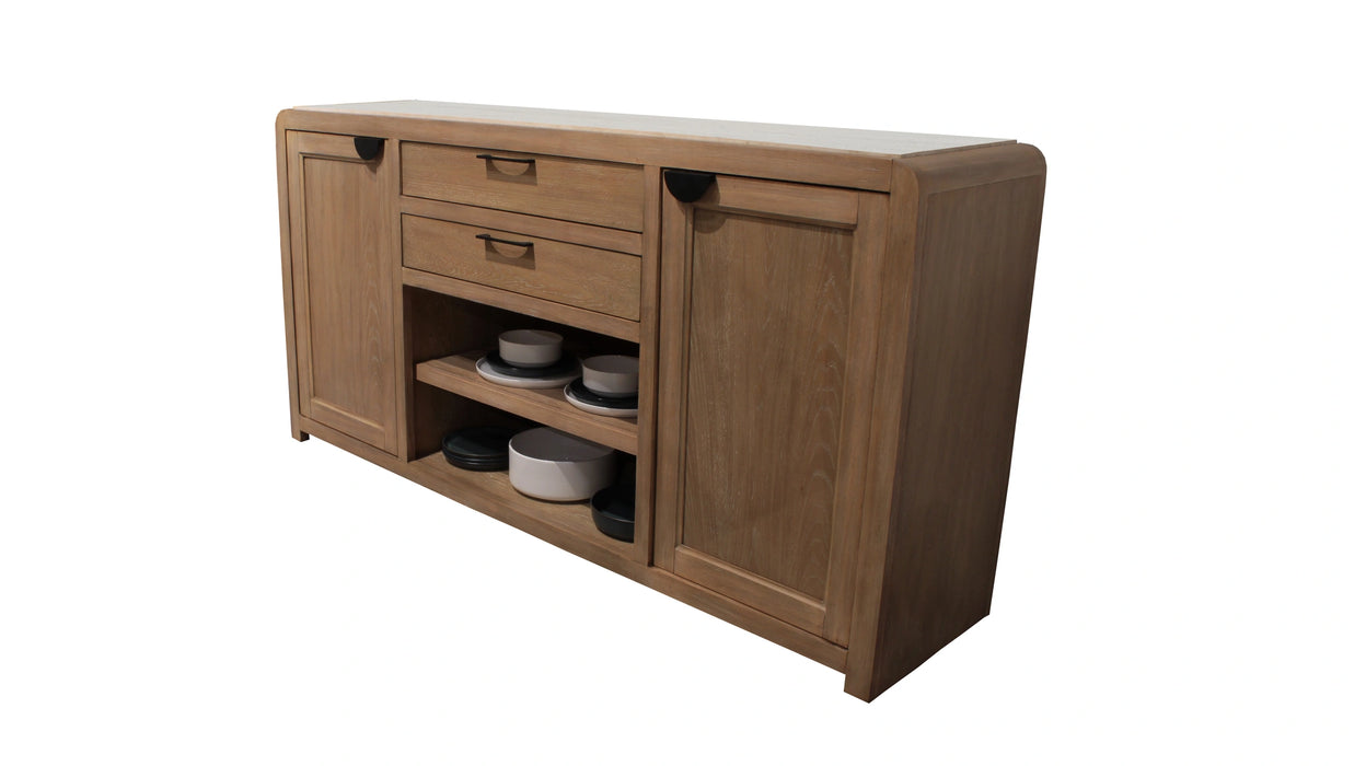 Parker House Escape - Dining 54 Inch Round Table with Buffet Server and 4 Barrel Chairs
