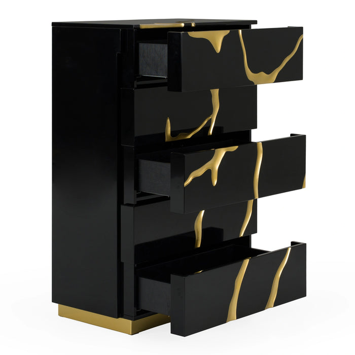 Aspen - Modern Black & Gold Wide Chest