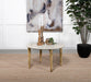 Aldis Round Marble Top Coffee Table White and Natural - Visions in Furniture (La Mirada, CA)