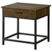 Byers Square 1-drawer End Table Brown Oak and Sandy Black - Visions in Furniture (La Mirada, CA)