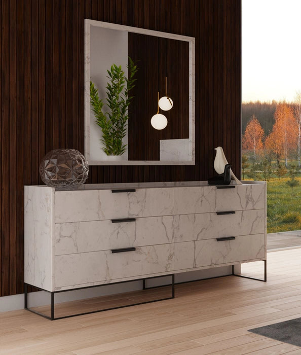 Marbella - Italian Modern White Faux Marble 4-Piece Bedroom Set
