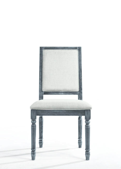 Leventis Cream Linen & Weathered Gray Side Chair
