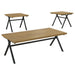 Colmar 3-piece Trestle Occasional Table Set Golden Oak and Gunmetal - Visions in Furniture (La Mirada, CA)