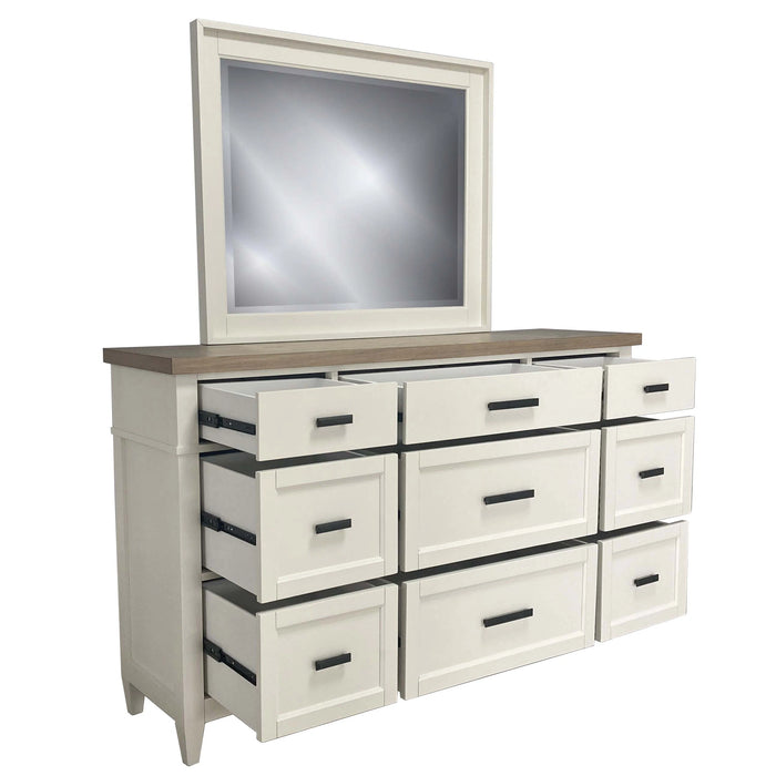 Parker House Americana Modern Bedroom King Platform Bed 2 Nightstands and Dresser with Mirror