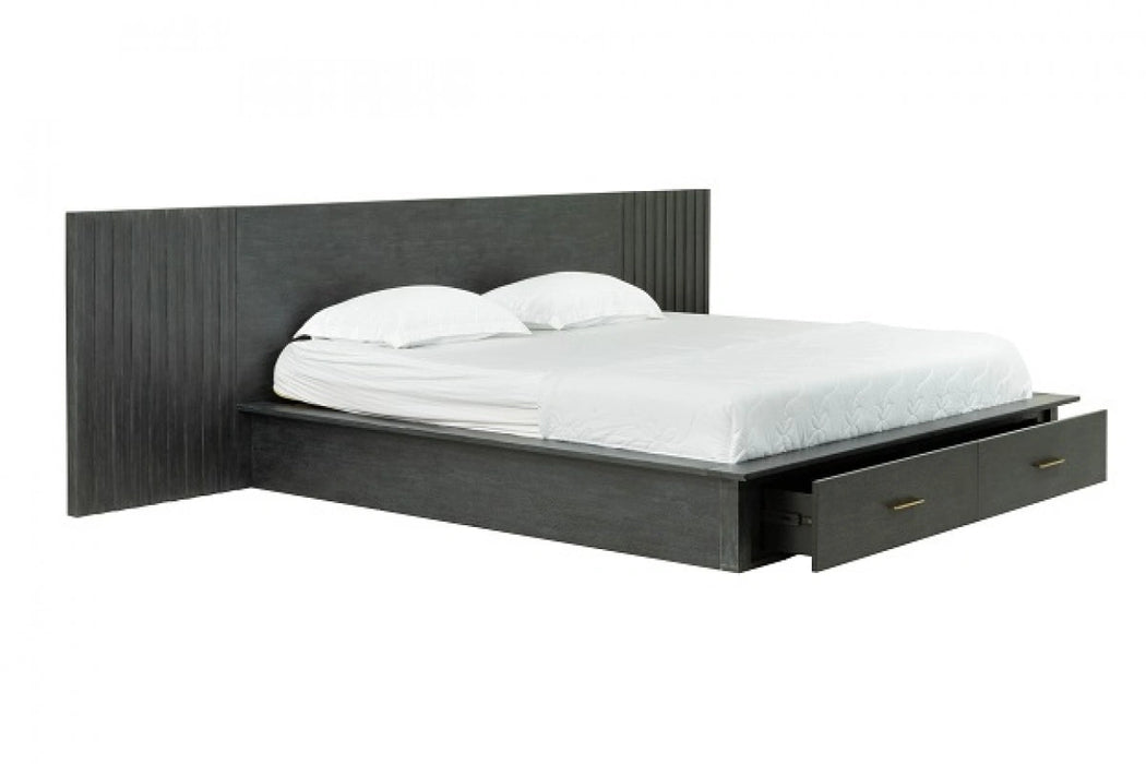 Manchester- Contemporary Platform Dark Grey Bed with Drawers